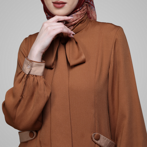 Tie Collar Cider Maple Dress