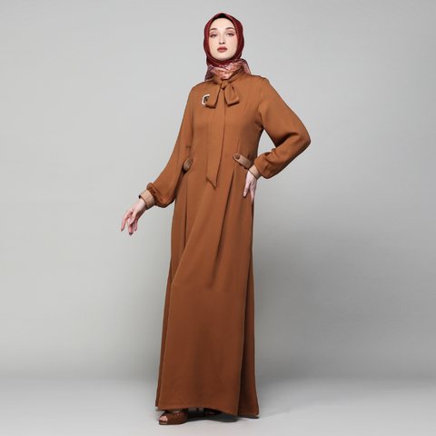 Tie Collar Cider Maple Dress