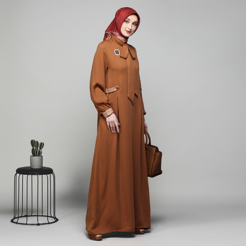 Tie Collar Cider Maple Dress