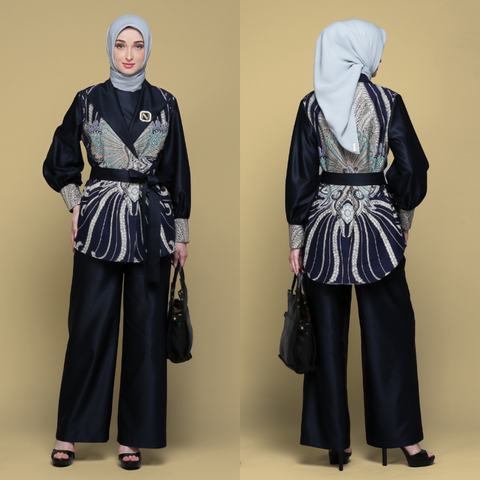 Ribbon Dark Blue Baritone Blazer (Shirt & Culotte)