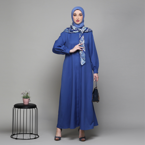 Puff Sleeve Delft Blue Dress