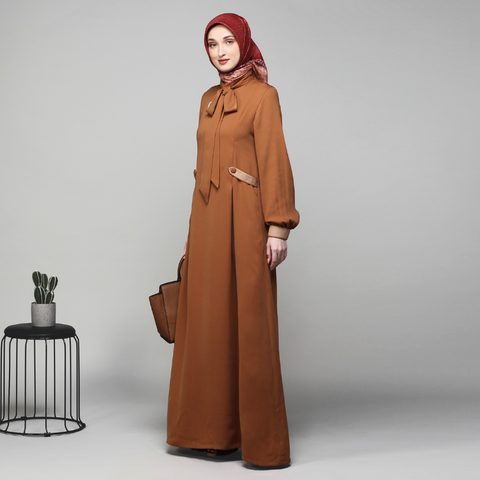 Tie Collar Cider Maple Dress