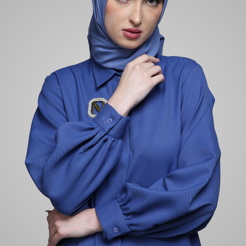 Puff Sleeve Delft Blue Dress