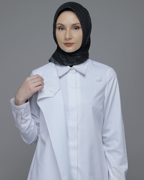 Flap Asymmetric White Shirt