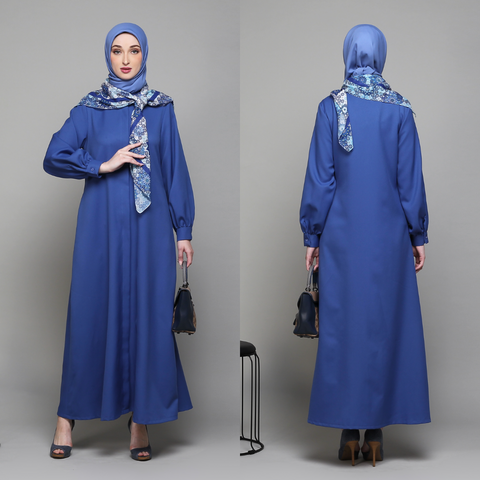 Puff Sleeve Delft Blue Dress