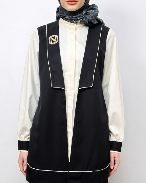 2in1 Ruffle Ebony Black Shirt