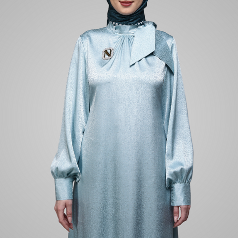 Puff Ribbon Pastel Turquoise Dress