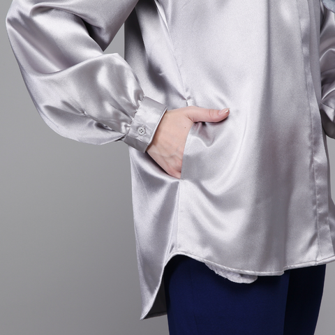 Puff Wrinkle Silver Shirt