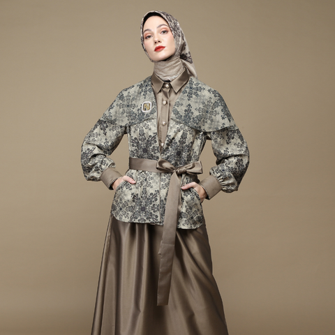 One Set Cape Sand of Bloom Clay Midi (Shirt & Skirt)
