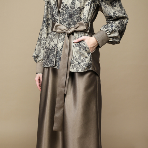 One Set Cape Sand of Bloom Clay Midi (Shirt & Skirt)