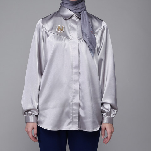 Puff Wrinkle Silver Shirt