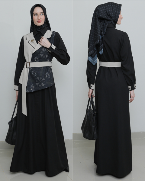 New Color 2in1 Giri Bunker Dress (Ebony Ink & Pale Cream)