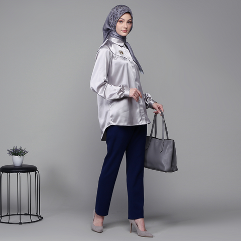 Puff Wrinkle Silver Shirt