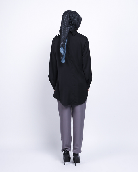 Layer Button Black Shirt