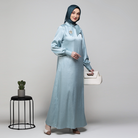 Puff Ribbon Pastel Turquoise Dress