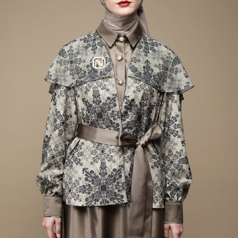 One Set Cape Sand of Bloom Clay Midi (Shirt & Skirt)