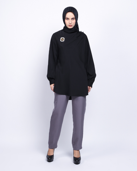 Layer Button Black Shirt
