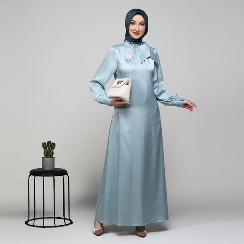 Puff Ribbon Pastel Turquoise Dress