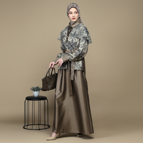 One Set Cape Sand of Bloom Clay Midi (Shirt & Skirt)