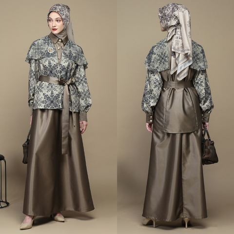 One Set Cape Sand of Bloom Clay Midi (Shirt & Skirt)