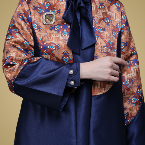 One Set Architectural Mosaic Navy ( Tunic and Pants )