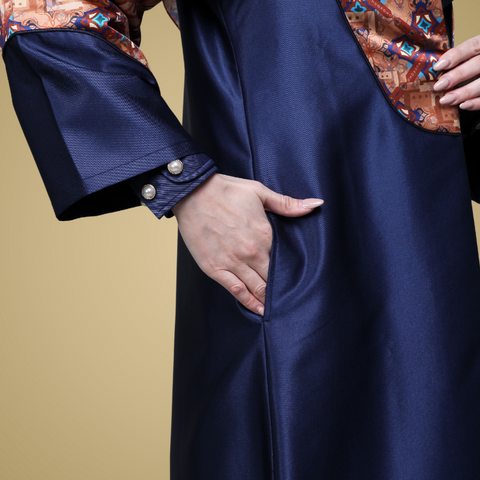 One Set Architectural Mosaic Navy ( Tunic and Pants )