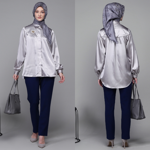Puff Wrinkle Silver Shirt