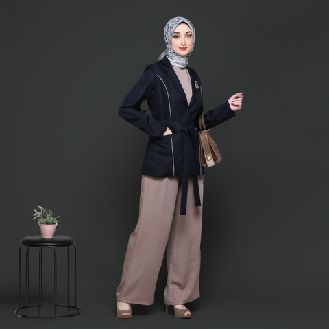 Ribbon Dark Navy Beaver Blazer (Shirt & Inner)