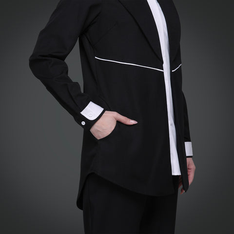 2in1 Blazer Piping Great Black White Shirt