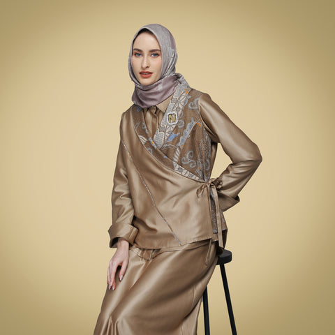 Midi Blazer Rich Gold Exclusive Batik Ribbon (Shirt & Skirt)