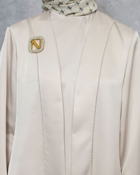 Abaya Oat Grey (Shirt, Long Outer & Culotte)