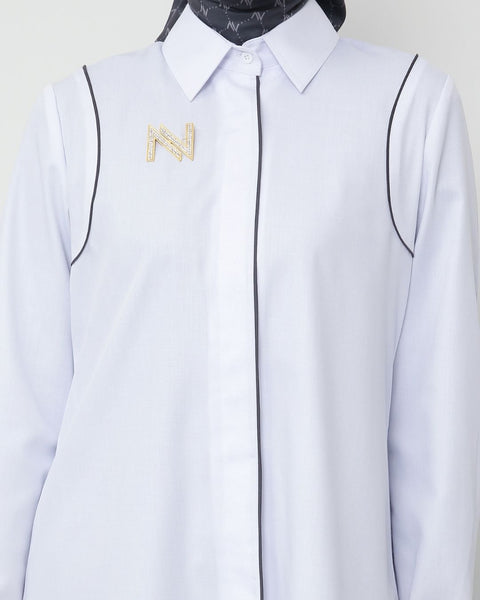 Shoulder Piping White Aruna Shirt