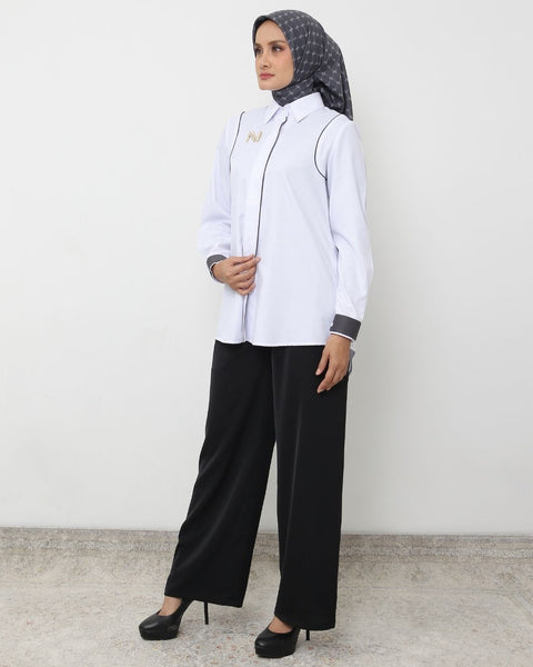 Shoulder Piping White Aruna Shirt