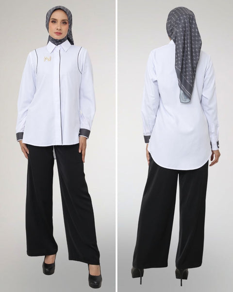 Shoulder Piping White Aruna Shirt