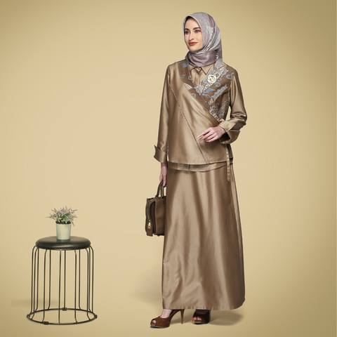 Midi Blazer Rich Gold Exclusive Batik Ribbon (Shirt & Skirt)