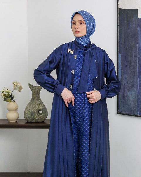 Lazura Gulf  Blue Dress Set (Dress & Long Outer)