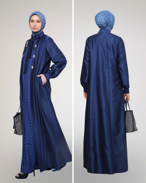 Lazura Gulf  Blue Dress Set (Dress & Long Outer)