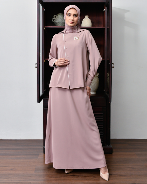 Piping Clam Midi Shirt & Skirt