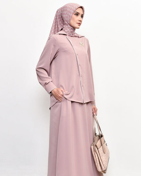 Piping Clam Midi Shirt & Skirt