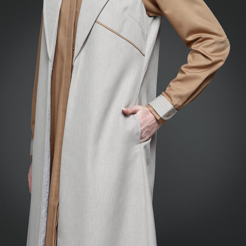 2in1 Piping Brown Rice Toasted Almond Tunic