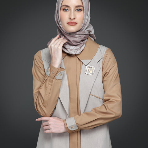 2in1 Piping Brown Rice Toasted Almond Tunic
