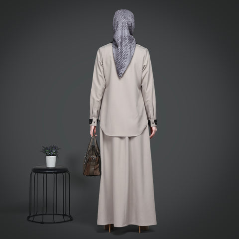 One Set 2in1 Blazer Opnaisel Balanced Beige Sweet Black Midi (Shirt & Skirt)