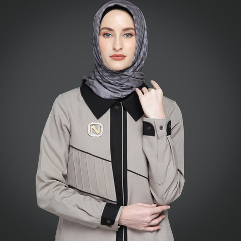 One Set 2in1 Blazer Opnaisel Balanced Beige Sweet Black Midi (Shirt & Skirt)