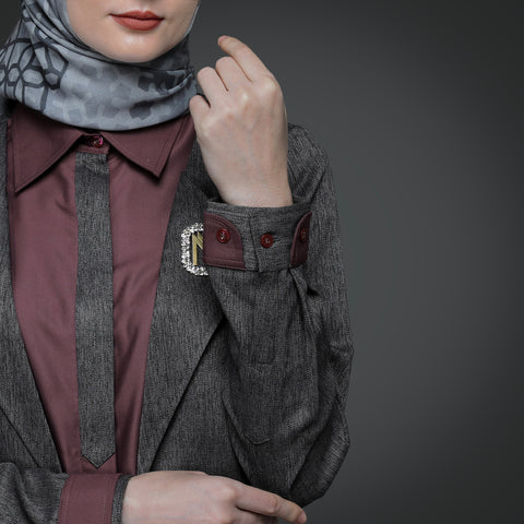 2in1 Blazer Steel Black Dark Violet Shirt