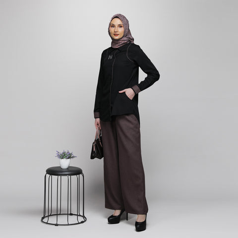 Shoulder Piping Joy Black Shirt