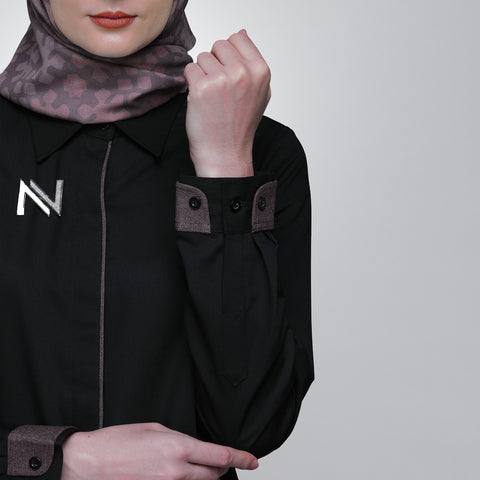 Shoulder Piping Joy Black Shirt