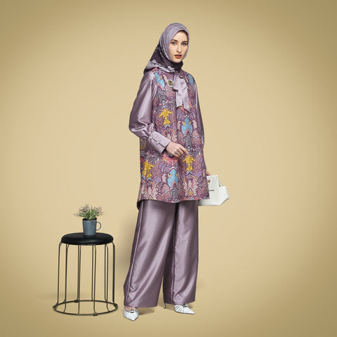 Blouse Ribbon Lavender Mist Exclusive Batik (Shirt & Culotte)