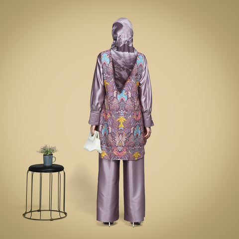 Blouse Ribbon Lavender Mist Exclusive Batik (Shirt & Culotte)