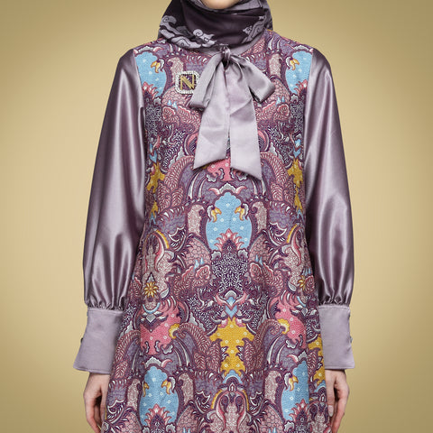 Blouse Ribbon Lavender Mist Exclusive Batik (Shirt & Culotte)