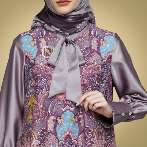 Blouse Ribbon Lavender Mist Exclusive Batik (Shirt & Culotte)
